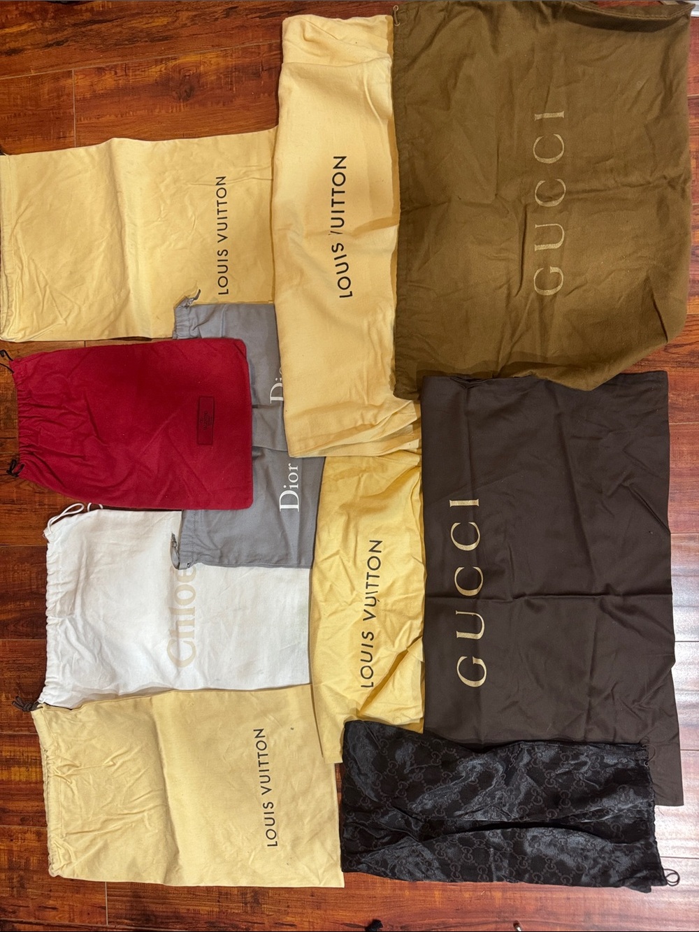 Louis Vuitton Yellow and Brown Logo Dust Bag Set